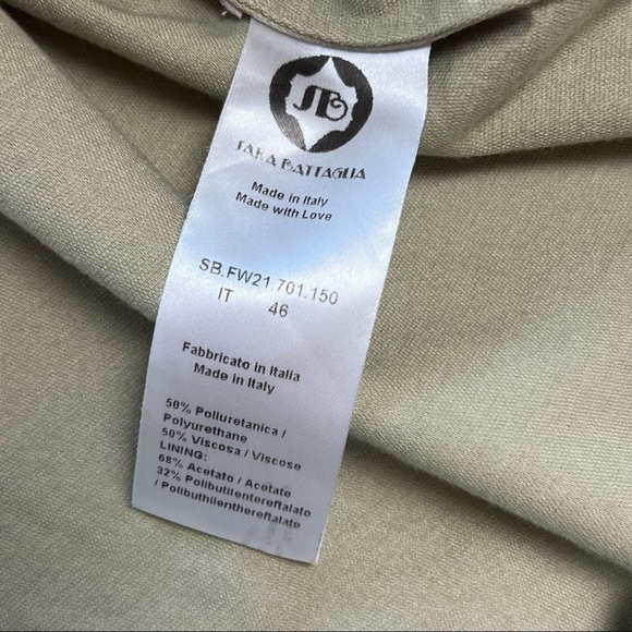 SARA BATTAGLIA Beige Faux Leather Oversized Boxy Snap Button Up Shirt Jacket L - Picture 9 of 13